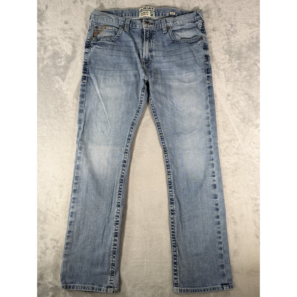 Ariat M7 Jeans Mens 38x34 Blue Denim Slim Fit Straight Leg